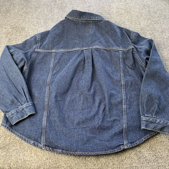 Levi’s Denim Jacket Women’s 1X Trucker Biker Blue Dark Wash Decorated Pocket - Picture 2 of 16